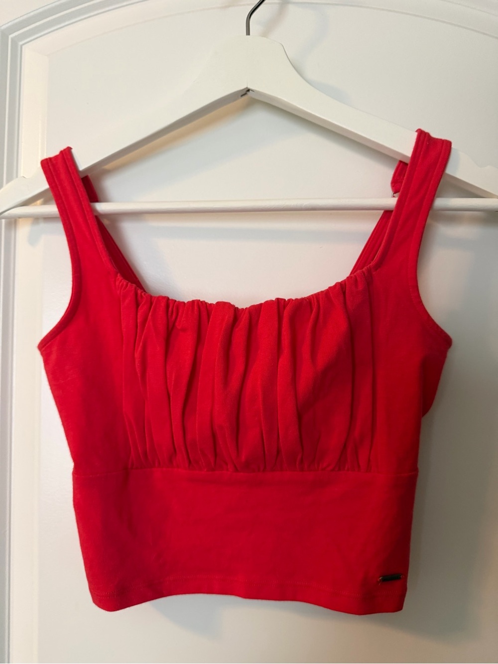 Hollister Red Ruched Cropped Tank Top